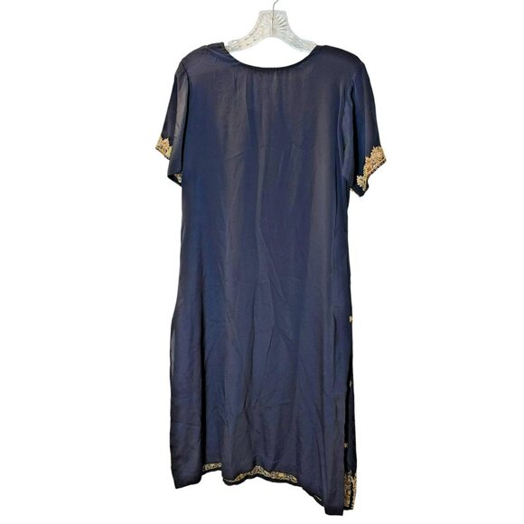 2pc Punjabi Suit Est. L Navy Gold Embroidered + Sequins Desi Festival Ethnicwe - Picture 4 of 9